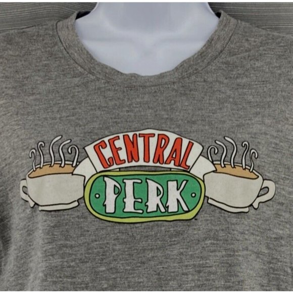 Friends TV Show Central Perk Logo Tshirt Gray Short Sleeve Hi-Lo Hem Womens Med - Picture 4 of 9